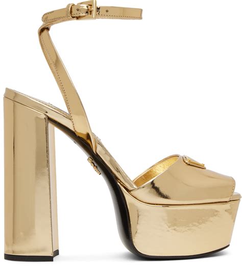 prada gold platforms|prada leather sandals.